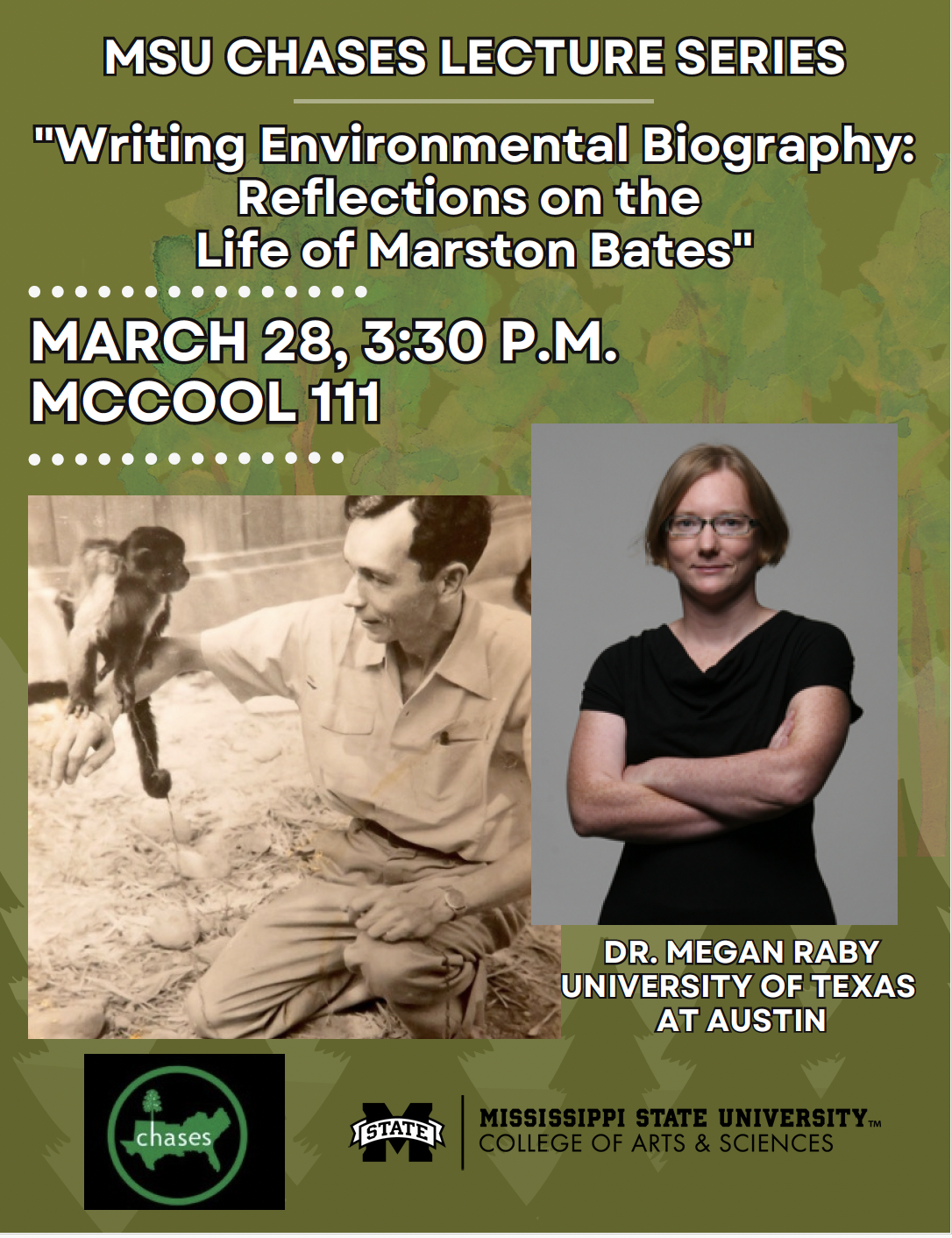 Flyer for Megan Raby's talk featuring title and location